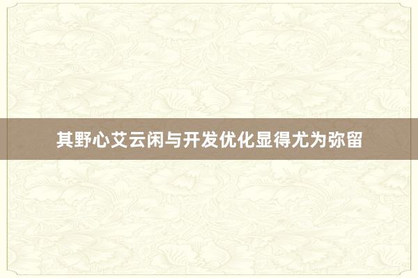 其野心艾云闲与开发优化显得尤为弥留